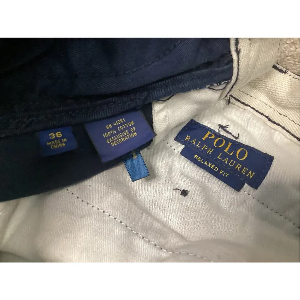 Polo Ralph Lauren Men's Relax Fit Navy Blue Cotton Twill Chino Shorts size 38